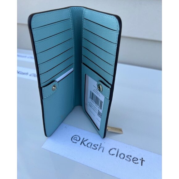 Kate Spade wallet large slim bifold embroidered wallet aphrodite green - Picture 3 of 6